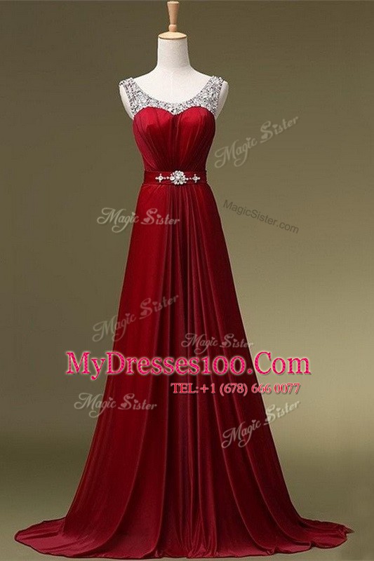 Scoop Sleeveless Brush Train Beading and Belt Zipper