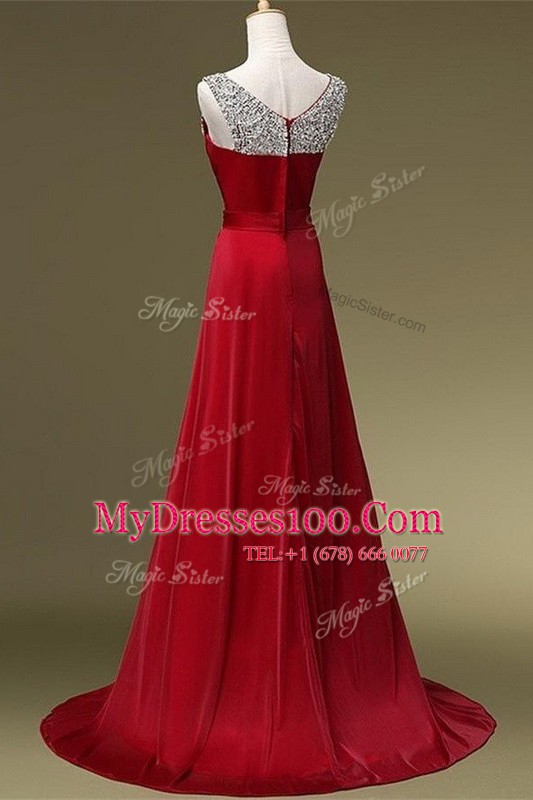 Scoop Sleeveless Brush Train Beading and Belt Zipper