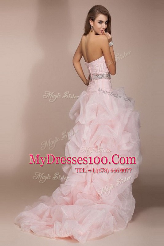 Organza Sleeveless Floor Length Military Ball Dresses Brush Train and Beading