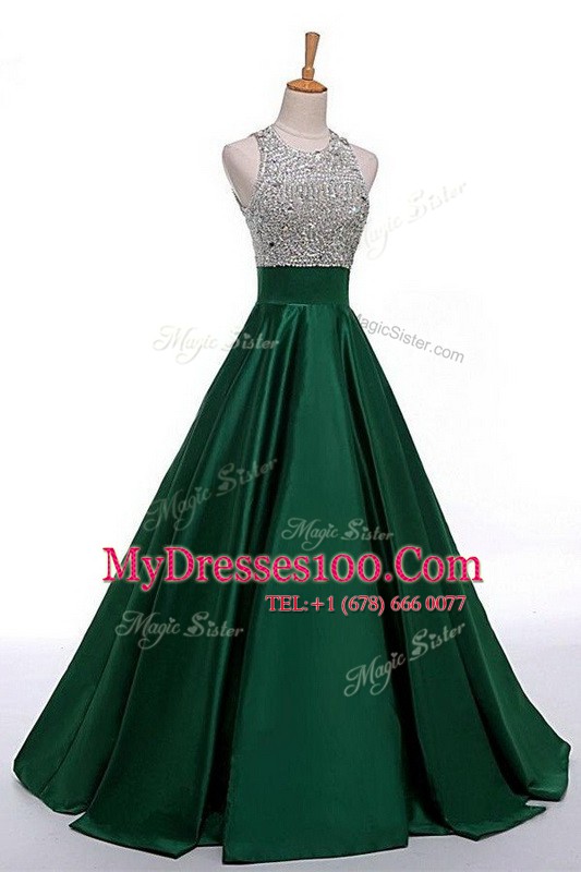 Ideal Scoop Beading Homecoming Gowns Black Zipper Sleeveless Floor Length