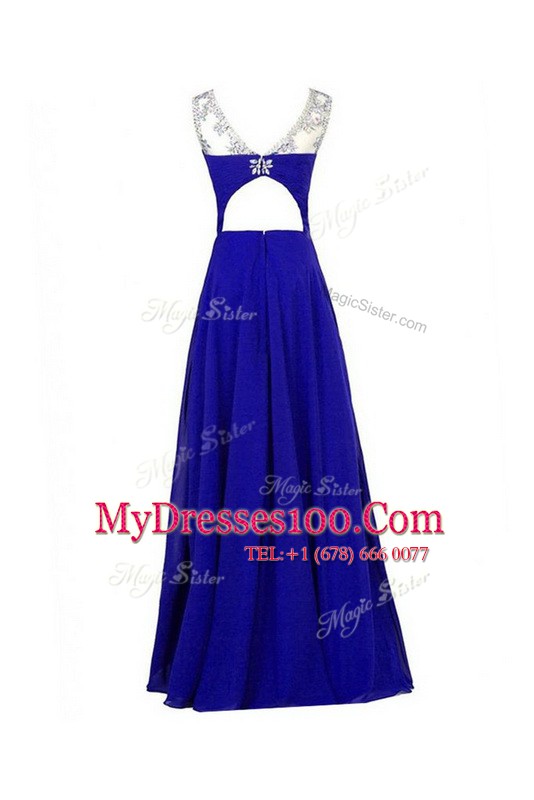 Floor Length Column/Sheath Sleeveless Royal Blue Prom Party Dress Zipper