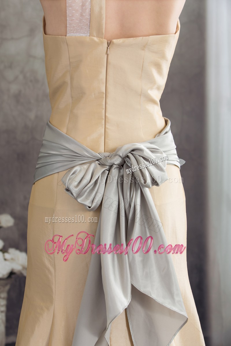 2013 Designer Column Sash Brush Train Prom Dress