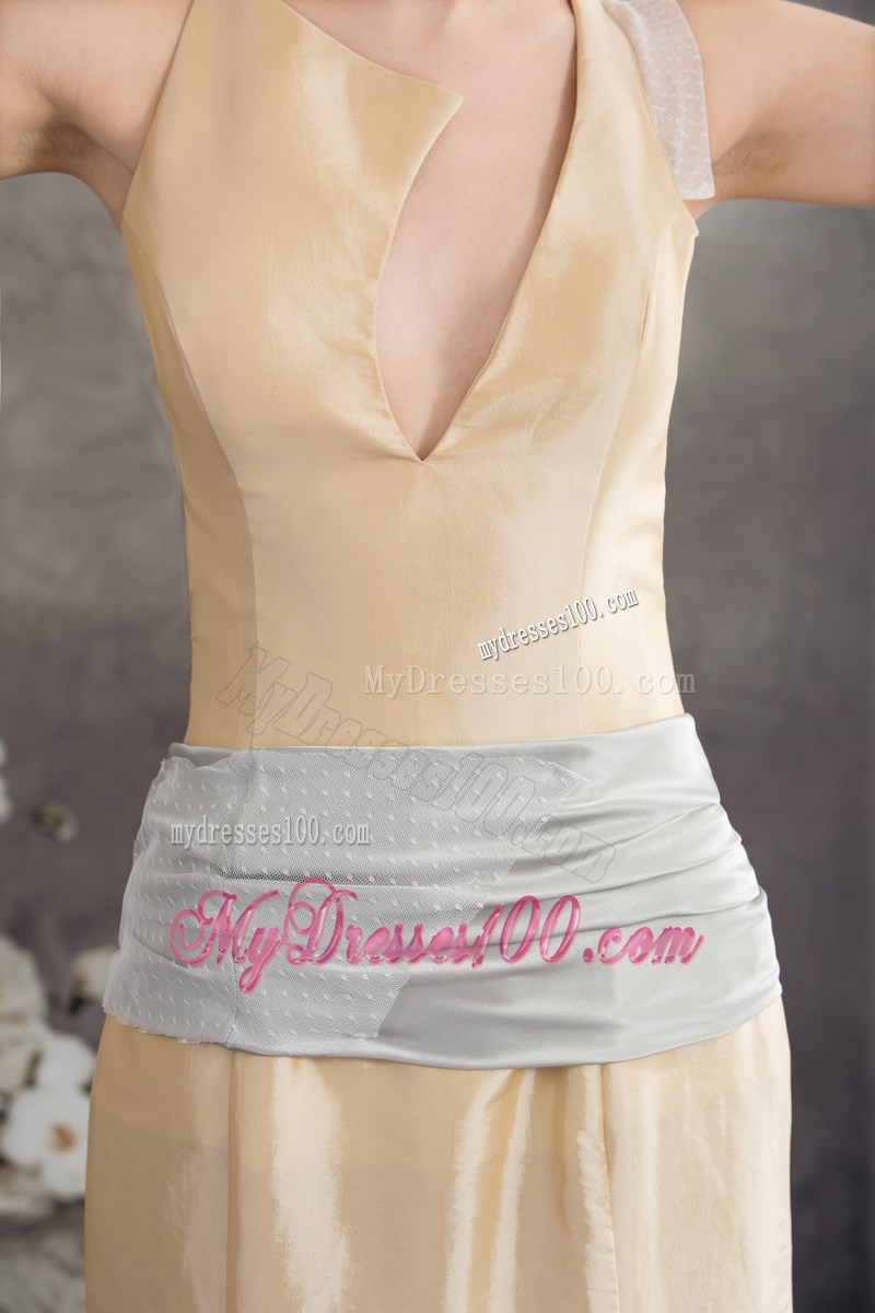 2013 Designer Column Sash Brush Train Prom Dress