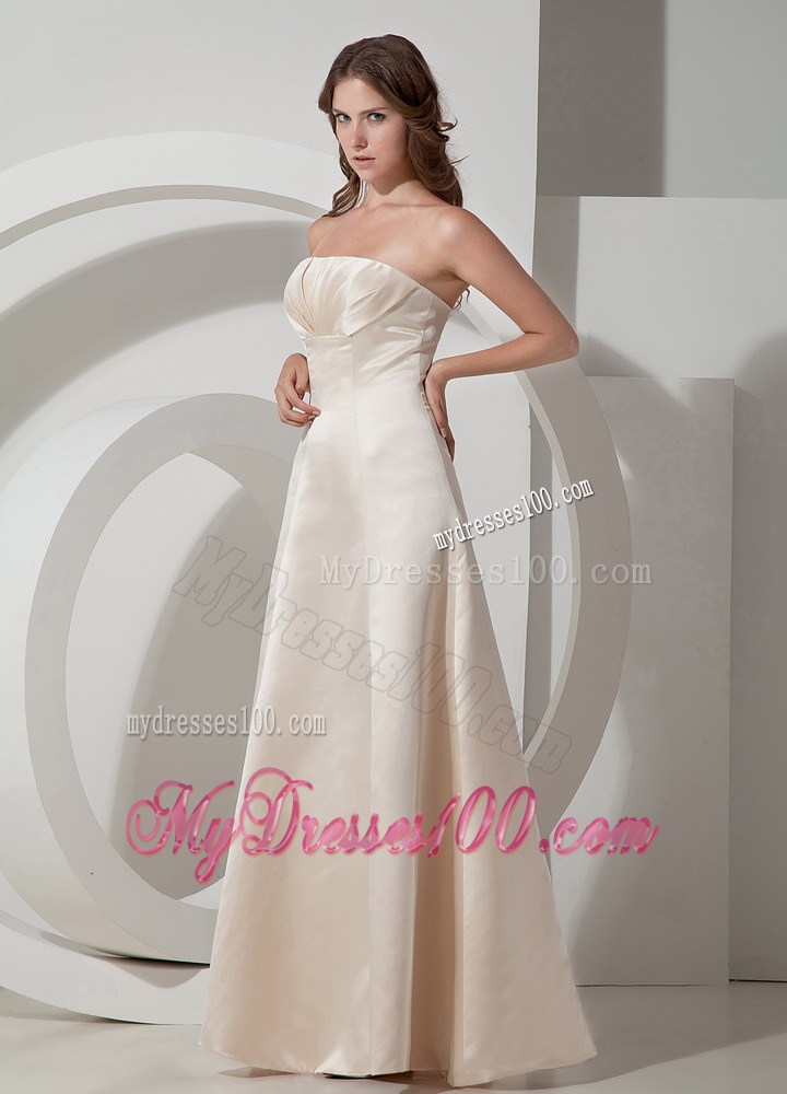 Champagne Simple Floor-length Strapless Celebrity Dresses