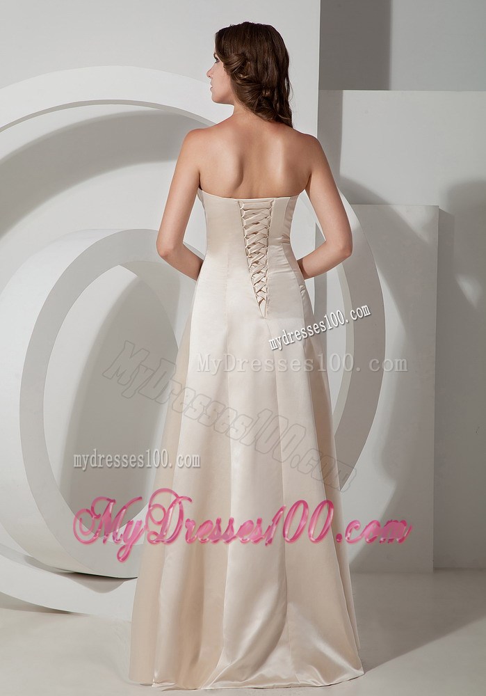 Champagne Simple Floor-length Strapless Celebrity Dresses