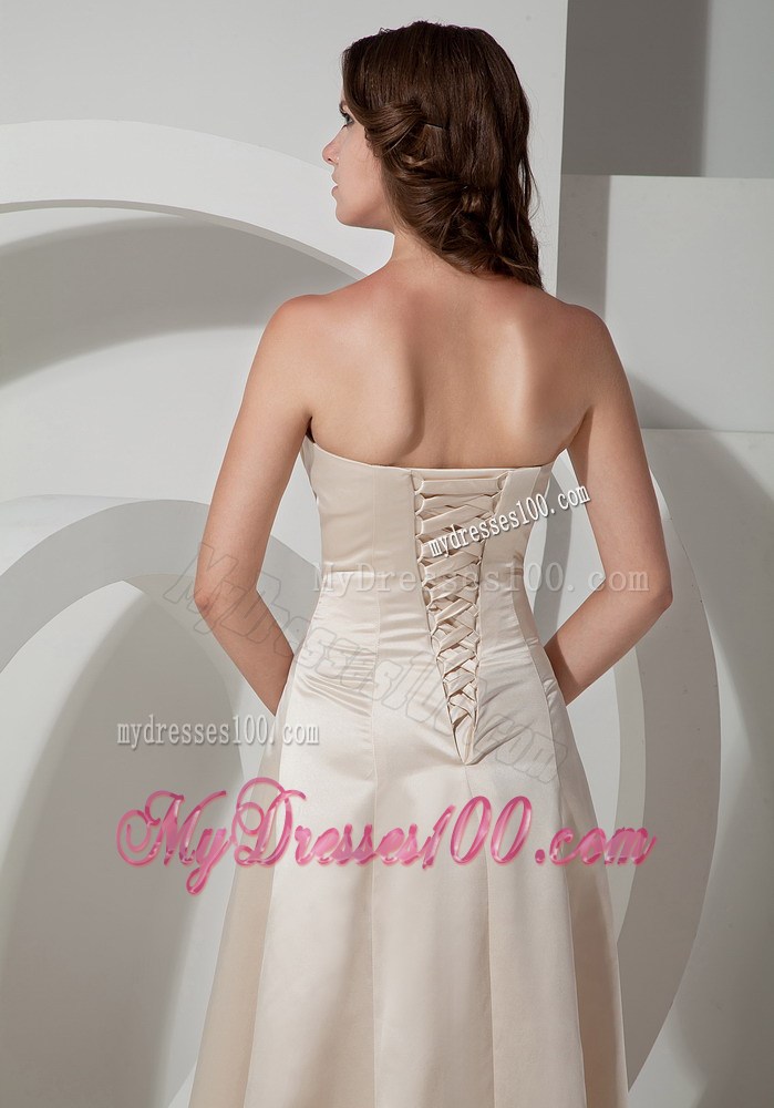 Champagne Simple Floor-length Strapless Celebrity Dresses