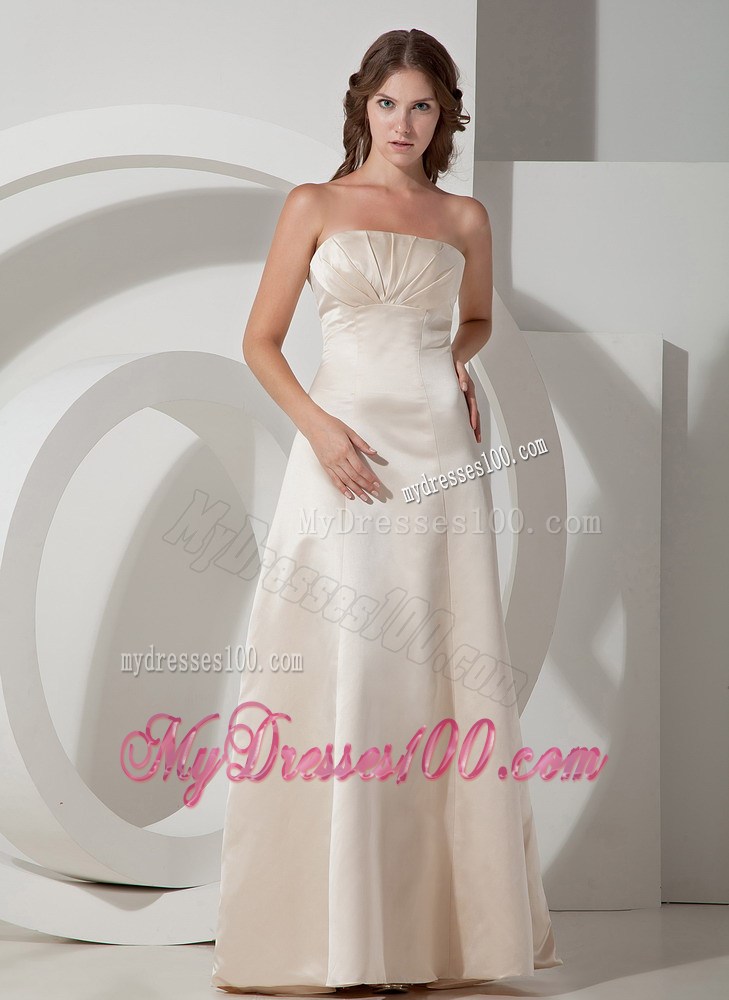 Champagne Simple Floor-length Strapless Celebrity Dresses