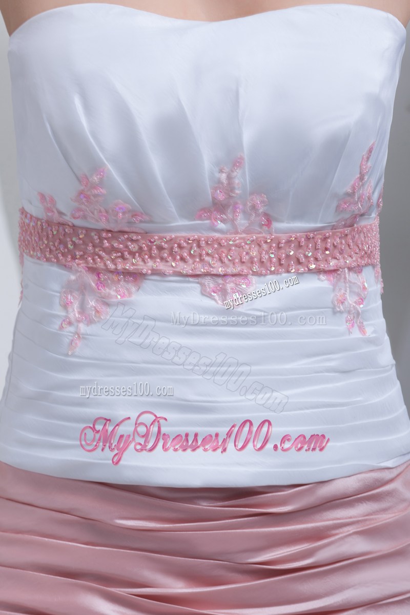 Appliques Beading Mermaid Court Train Strapless Prom Dress