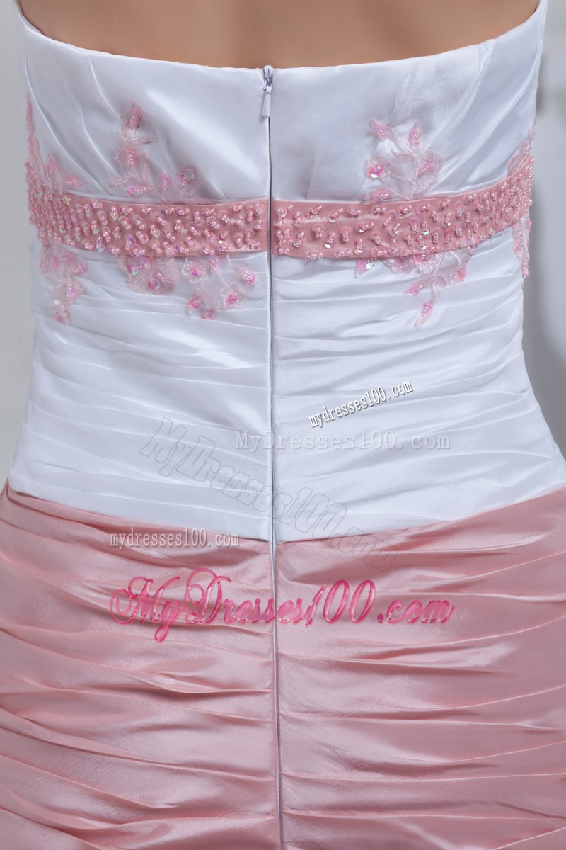 Appliques Beading Mermaid Court Train Strapless Prom Dress