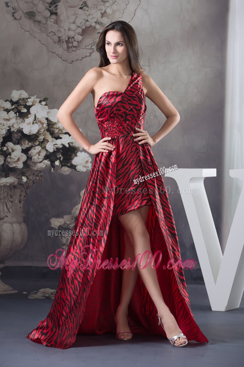 Appliques Column Multi-color One Shoulder Brush Train Prom Dress