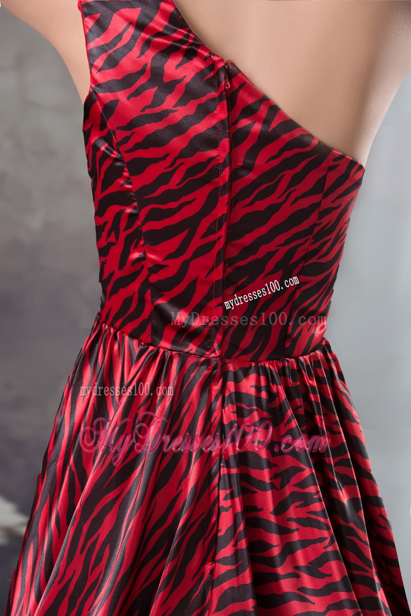 Appliques Column Multi-color One Shoulder Brush Train Prom Dress