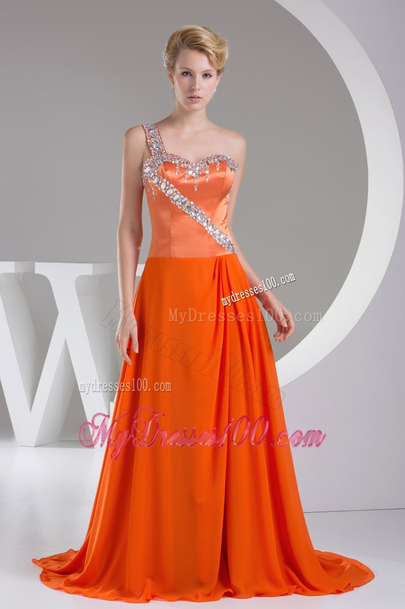 Beaded Decorate Shoulder Exclusive Long Empire Prom Dress