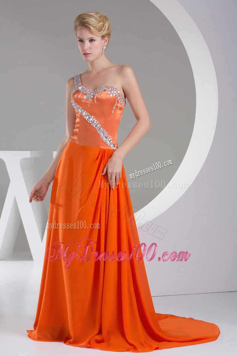 Beaded Decorate Shoulder Exclusive Long Empire Prom Dress