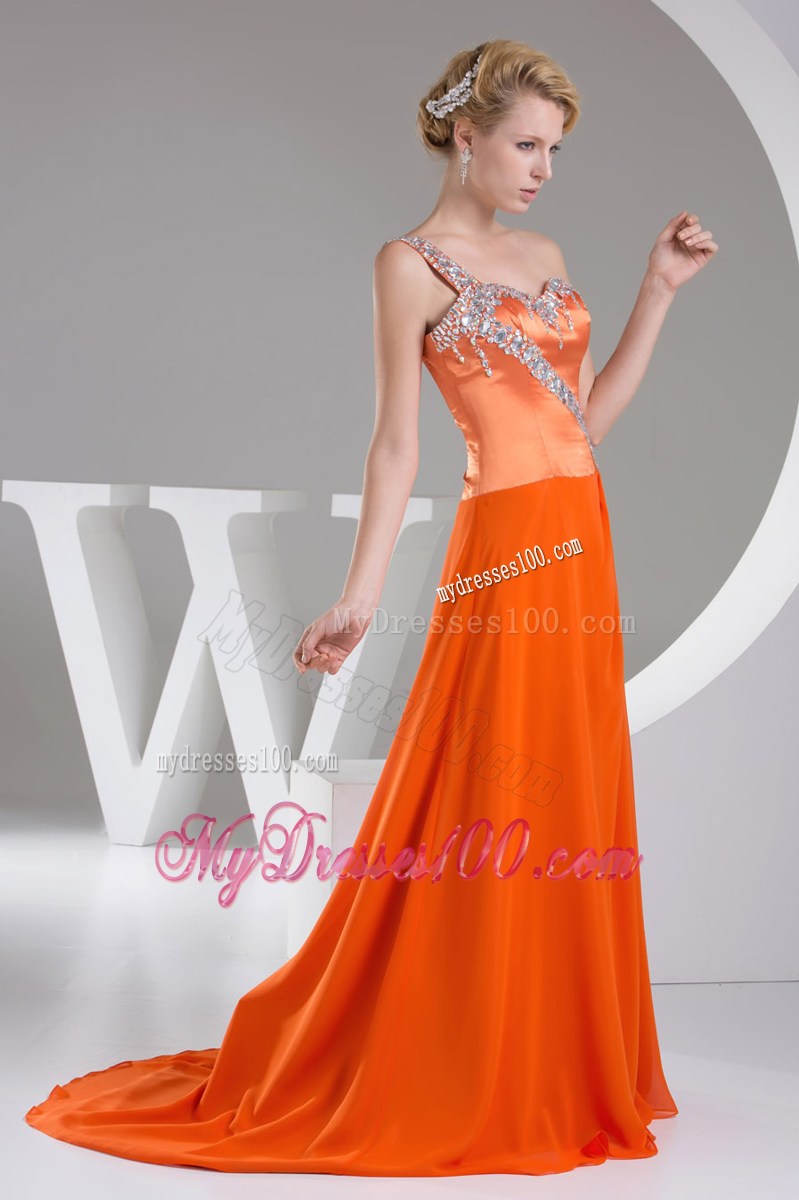 Beaded Decorate Shoulder Exclusive Long Empire Prom Dress