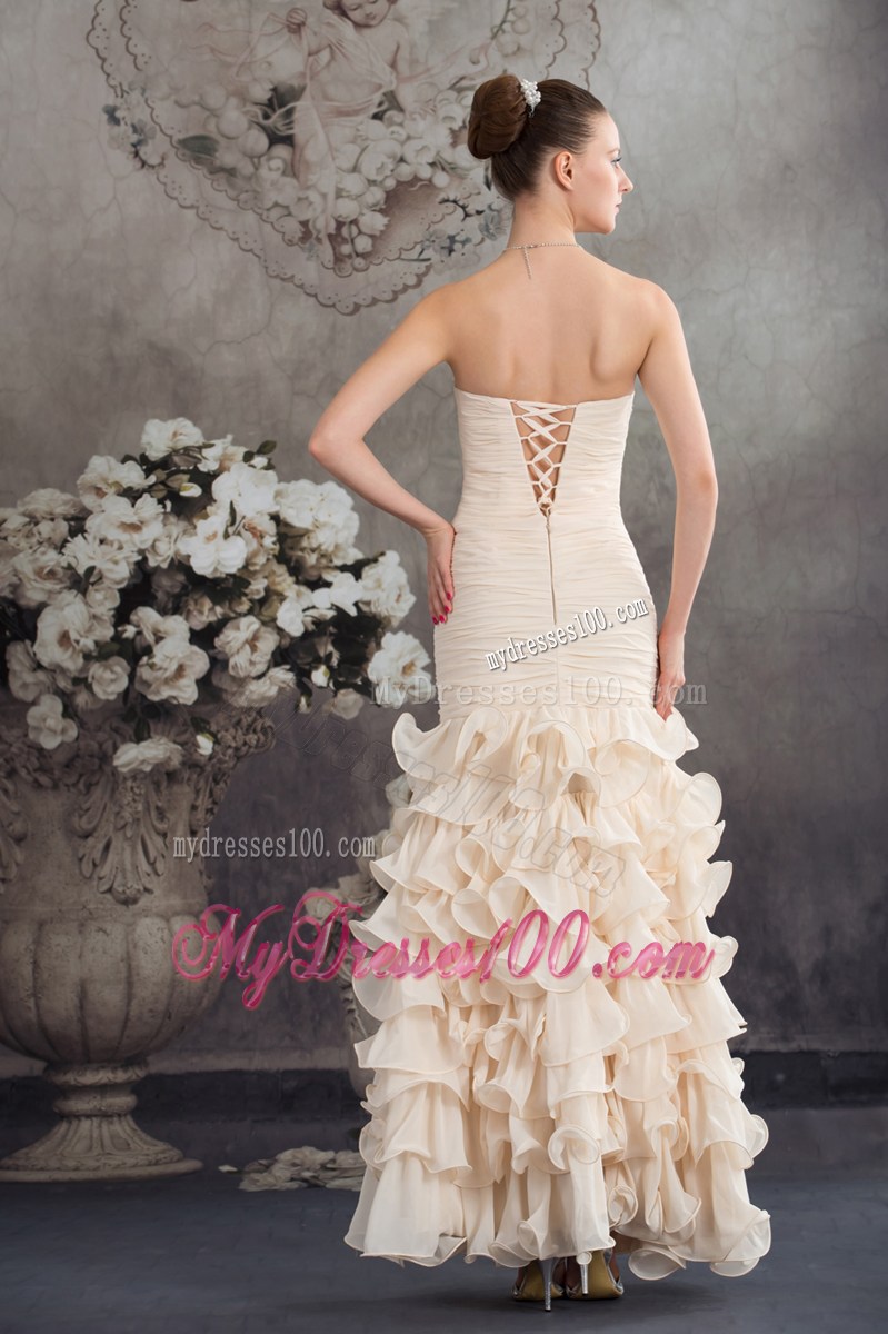 Beading Mermaid Sweetheart Ankle-length 2013 Champagne Prom Dress