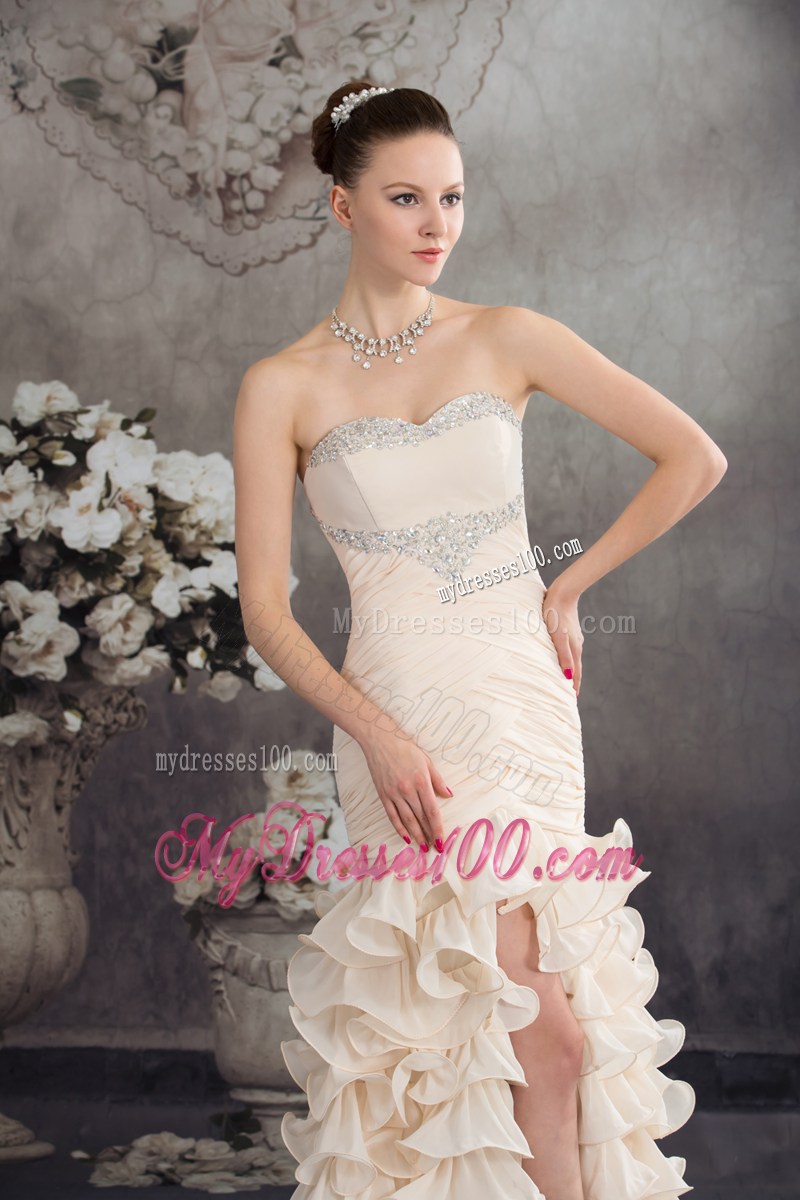 Beading Mermaid Sweetheart Ankle-length 2013 Champagne Prom Dress