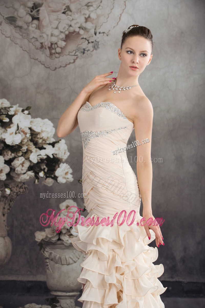 Beading Mermaid Sweetheart Ankle-length 2013 Champagne Prom Dress