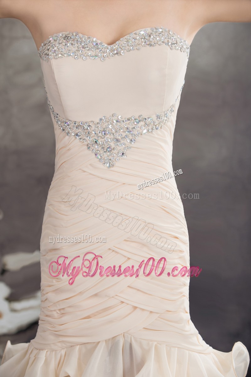 Beading Mermaid Sweetheart Ankle-length 2013 Champagne Prom Dress