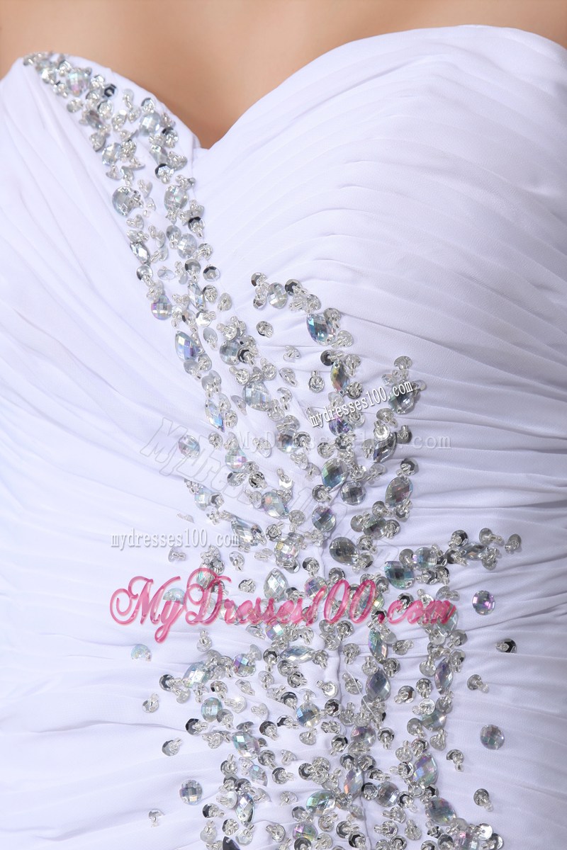 Beading White Sweetheart Mermaid Brush Train 2013 Beautiful Prom Dress