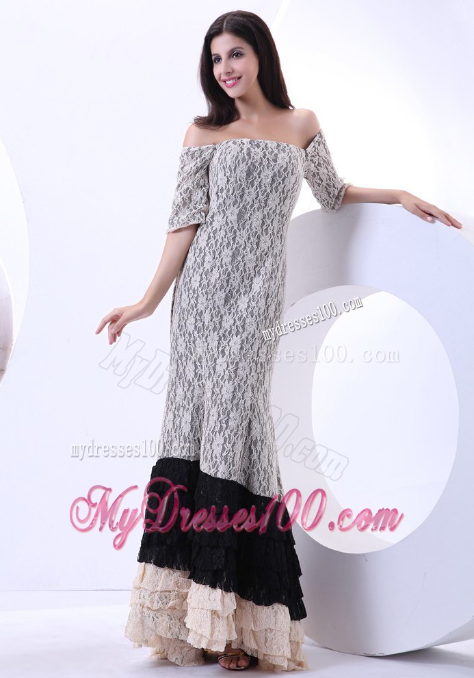 Beautiful Lace Off The Shoulder Floor-length Colorful 2013 Prom Dress