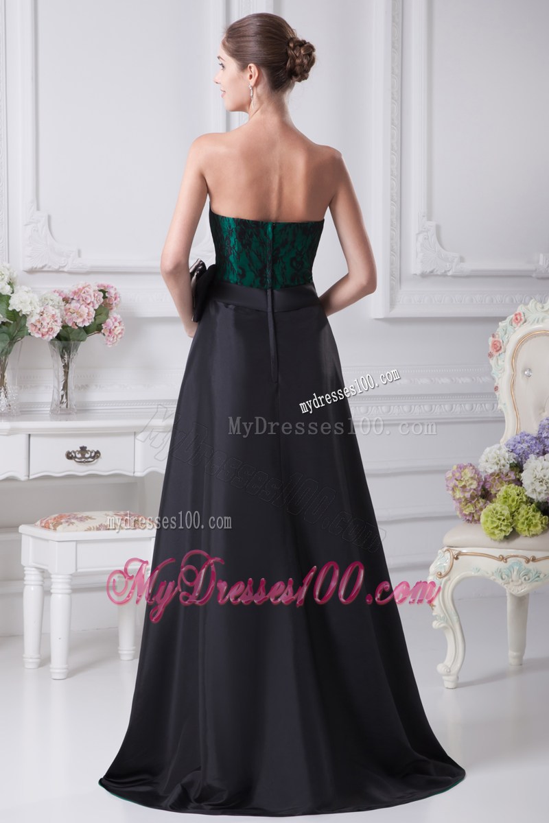 Black and Green Sweetheart Bowknot High-low Prom Dress
