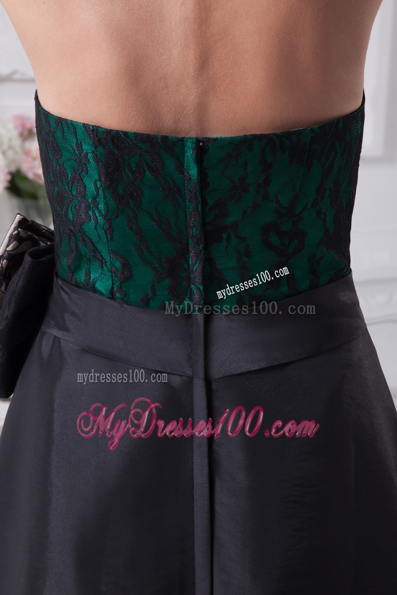 Black and Green Sweetheart Bowknot High-low Prom Dress