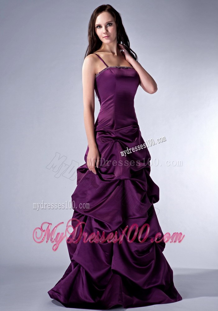 Custom Made Dark Purple Column Spaghetti Straps Celebrity Dresses