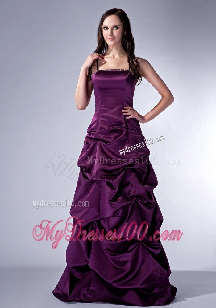 Custom Made Dark Purple Column Spaghetti Straps Celebrity Dresses