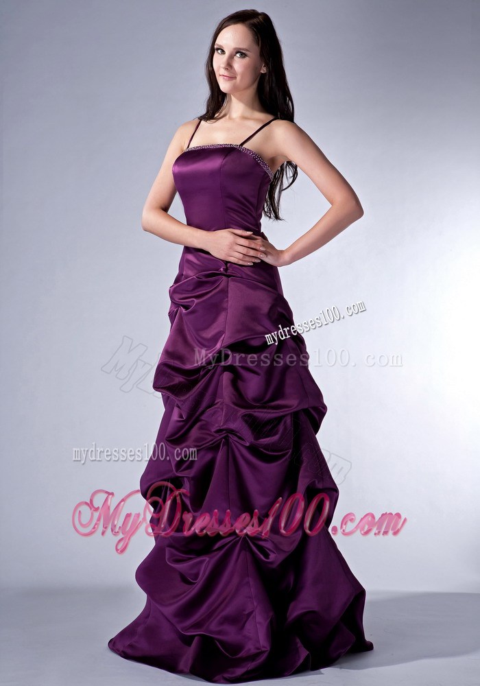 Custom Made Dark Purple Column Spaghetti Straps Celebrity Dresses