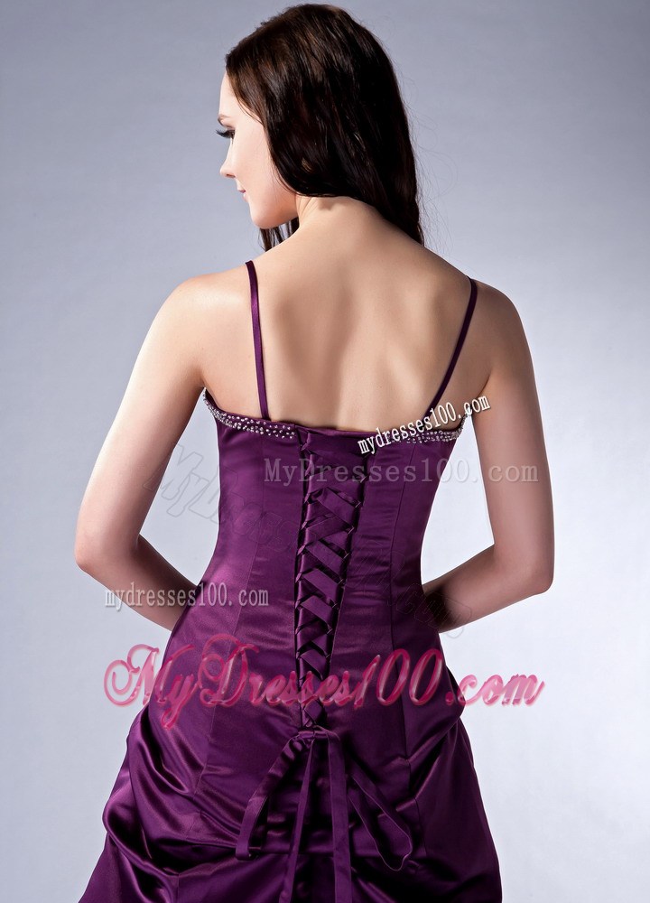 Custom Made Dark Purple Column Spaghetti Straps Celebrity Dresses