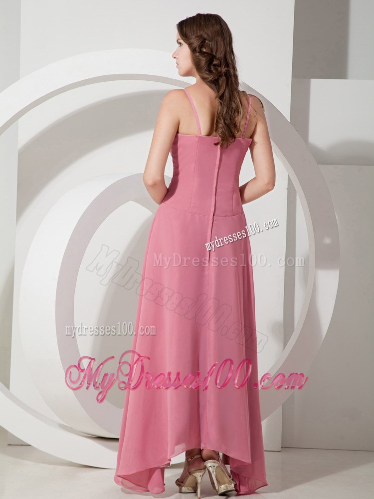 Customize Empire V-neck Beading Celebrity Dress with Ankle-length