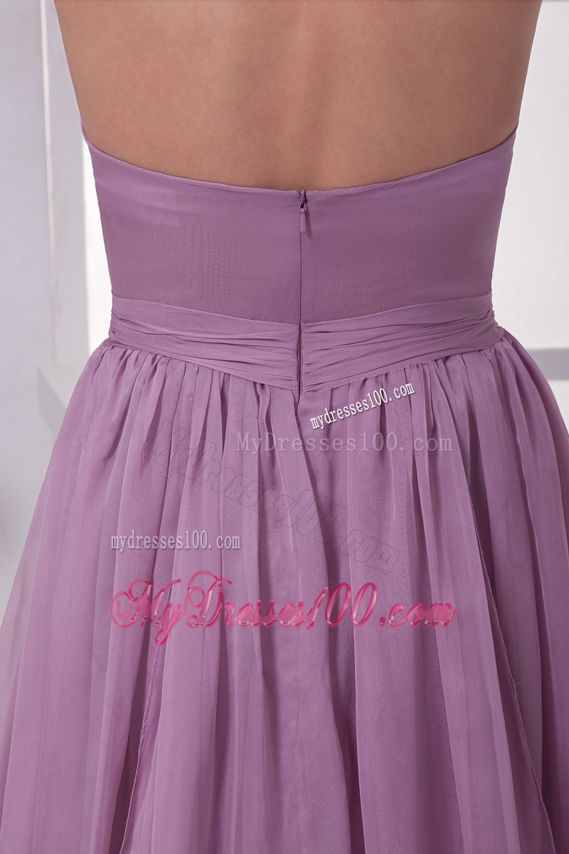 Lavender Sweetheart Ruching Court Train Prom Dress