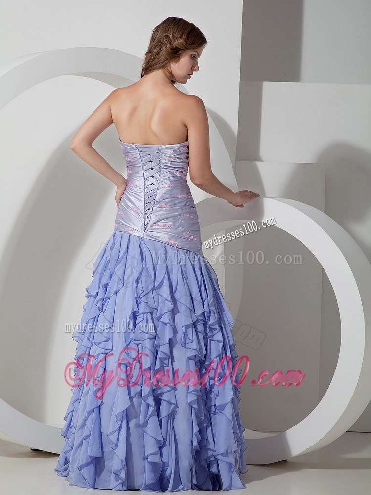 Lilac Beaded and Ruffled 2013 Pretty Celebrity Dresses Strapless
