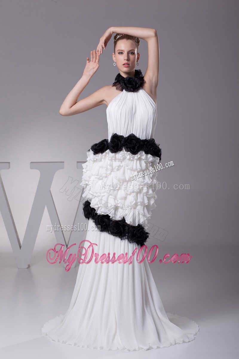 Mermaid Halter Top Hand Made Flowers Celebrity Dresses for 2013