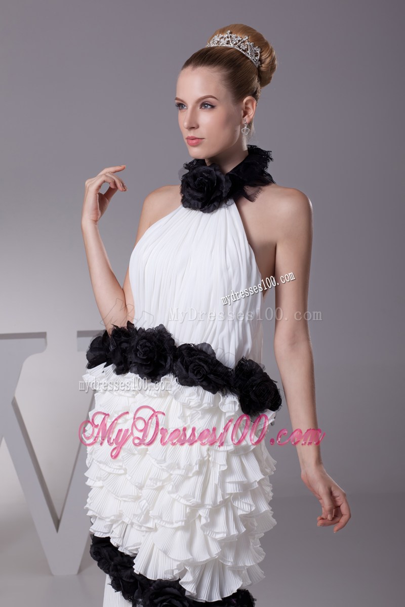 Mermaid Halter Top Hand Made Flowers Celebrity Dresses for 2013
