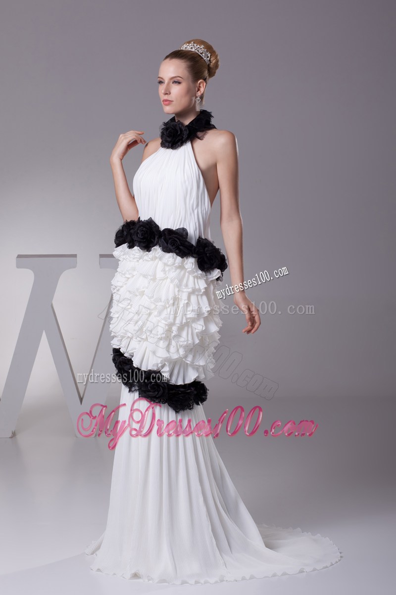 Mermaid Halter Top Hand Made Flowers Celebrity Dresses for 2013
