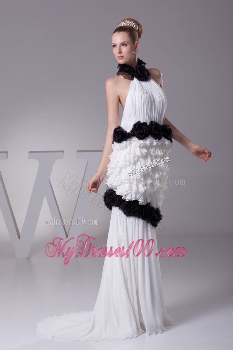 Mermaid Halter Top Hand Made Flowers Celebrity Dresses for 2013