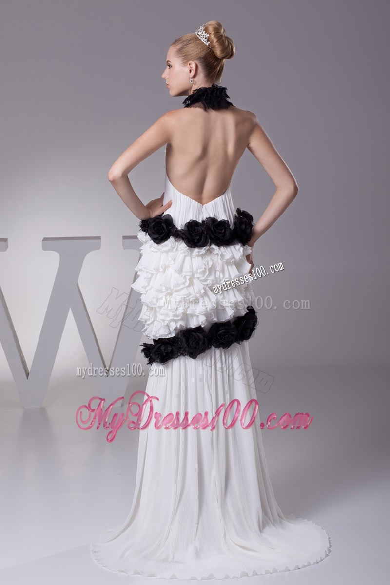 Mermaid Halter Top Hand Made Flowers Celebrity Dresses for 2013