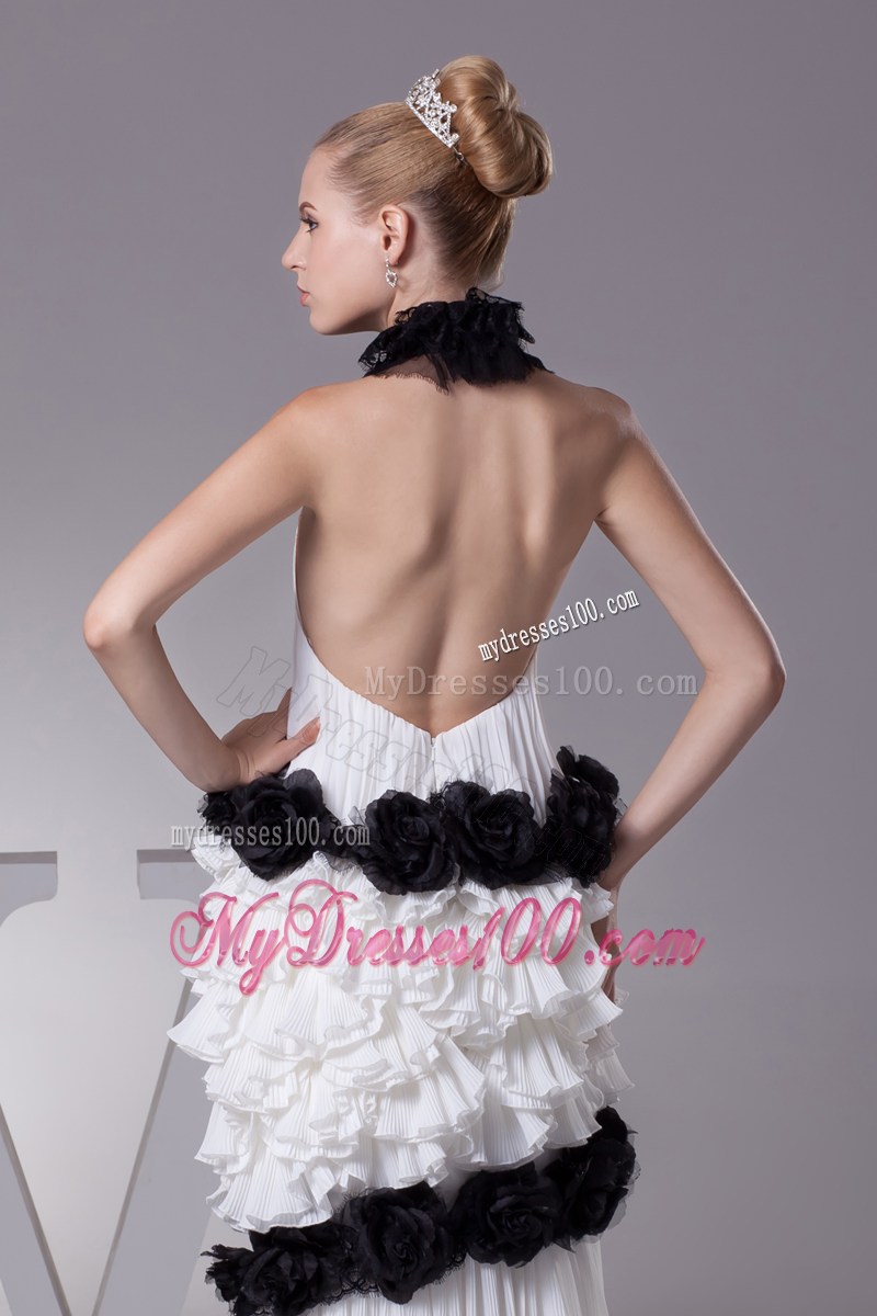 Mermaid Halter Top Hand Made Flowers Celebrity Dresses for 2013