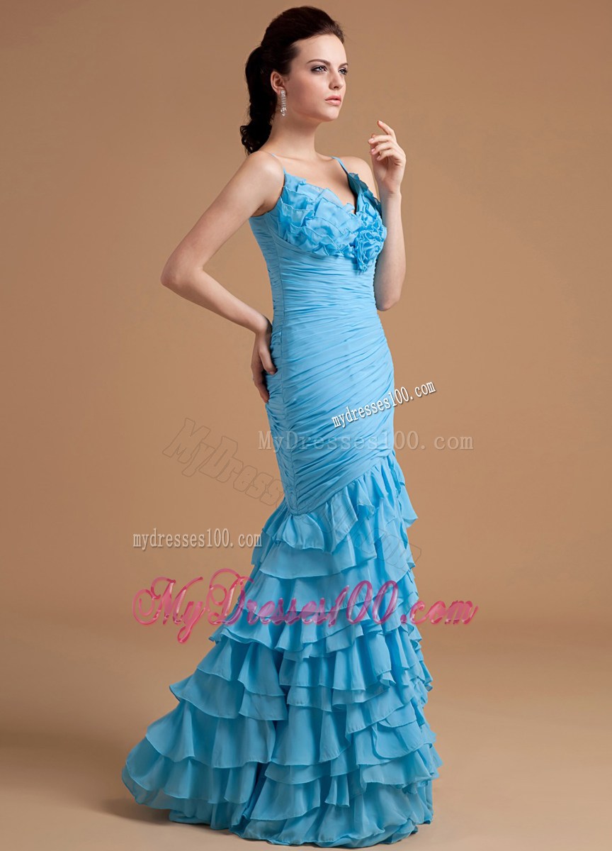 Mermaid Ruffles 2013 Celebrity Dresses Floor-length Straps