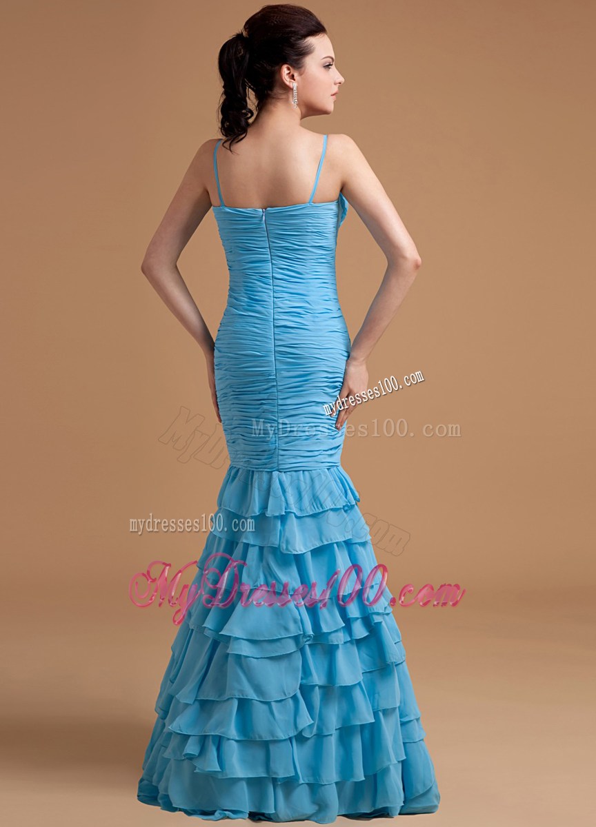 Mermaid Ruffles 2013 Celebrity Dresses Floor-length Straps
