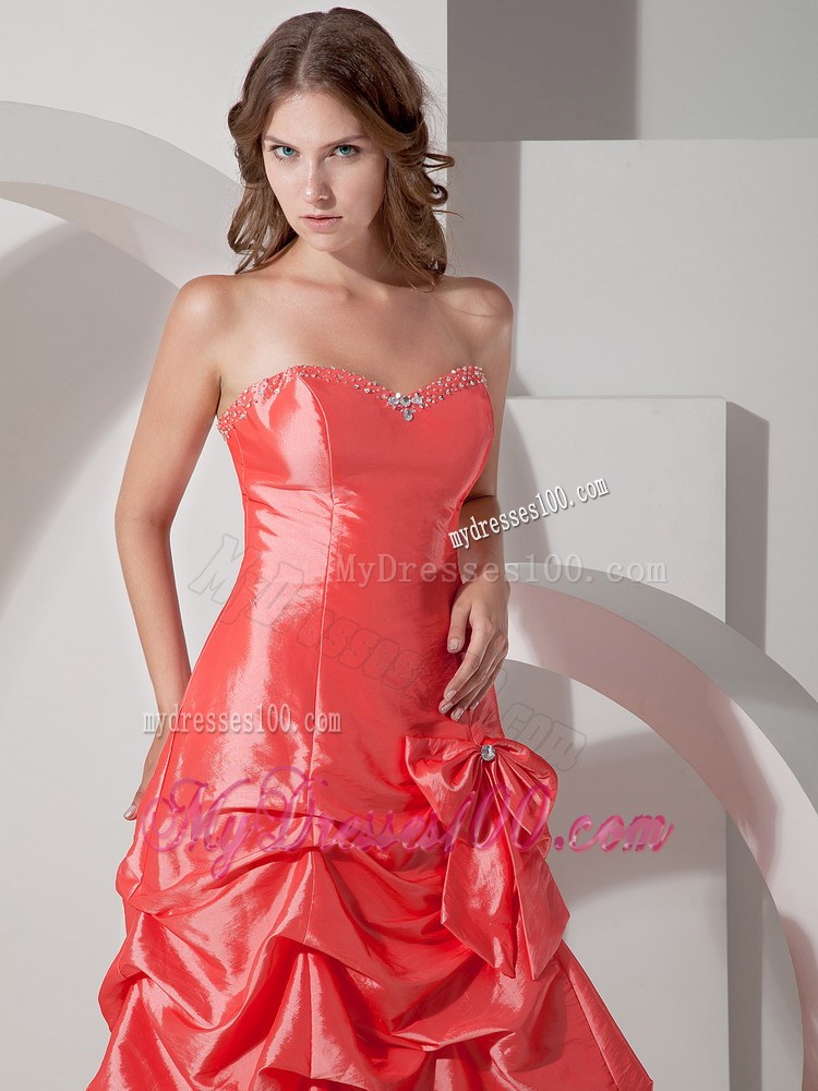 Pick-ups Bowknot Sweetheart Prom Dress Brush Train