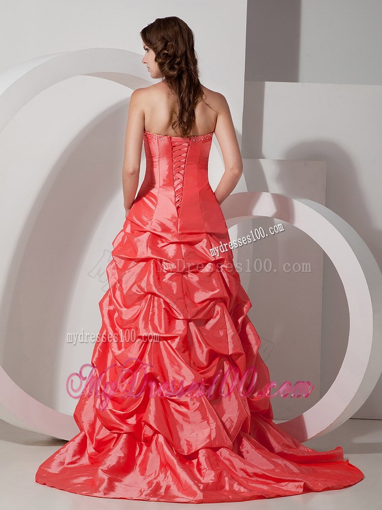 Pick-ups Bowknot Sweetheart Prom Dress Brush Train