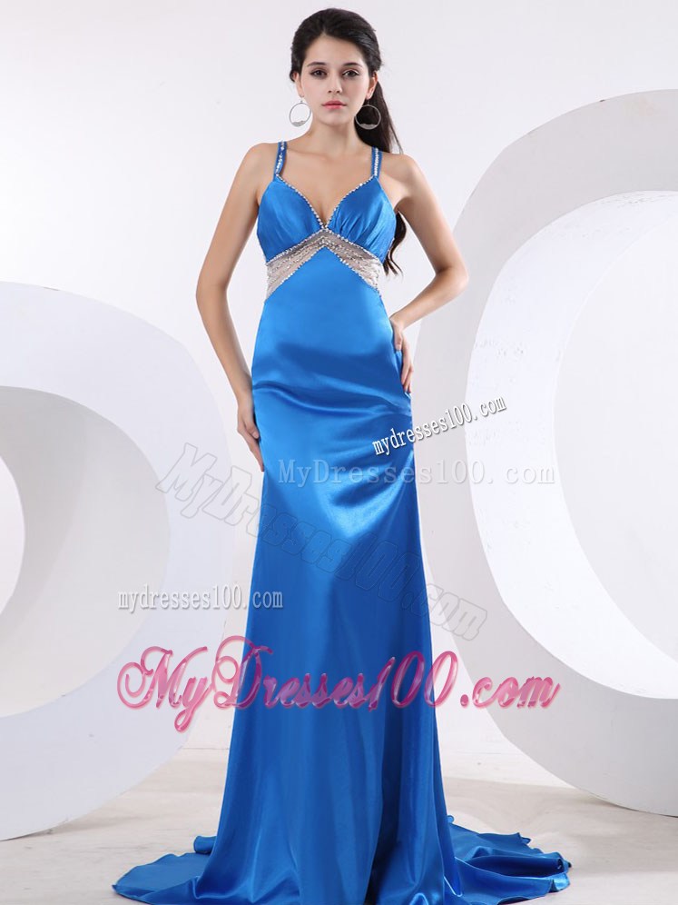 2013 Pretty Sexy Celebrity Dresses With Beading Brush Train
