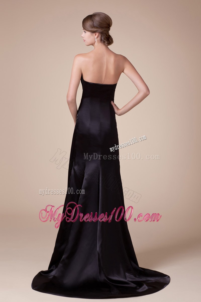 2013 Strapless Beading Black Prom Dress Brush Train