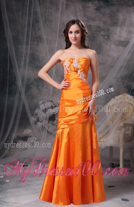 Customize Orange Sweetheart Pageant Dresses with Appliques and Ruches