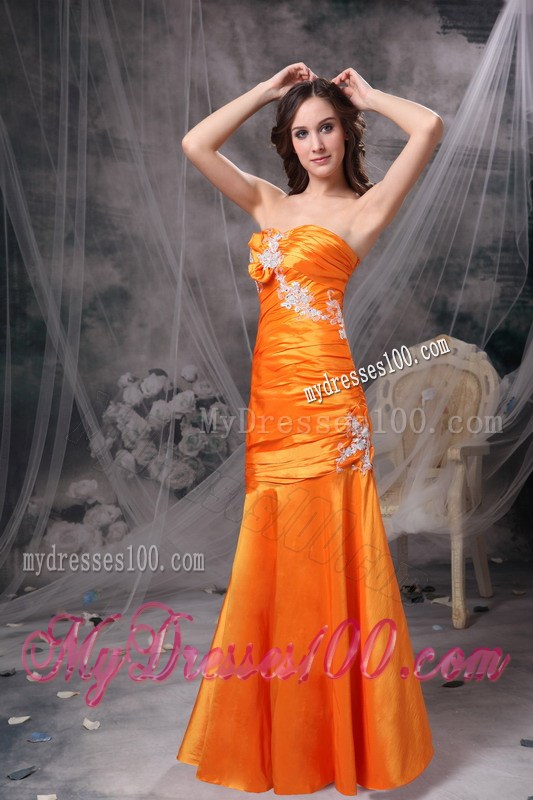 Customize Orange Sweetheart Pageant Dresses with Appliques and Ruches