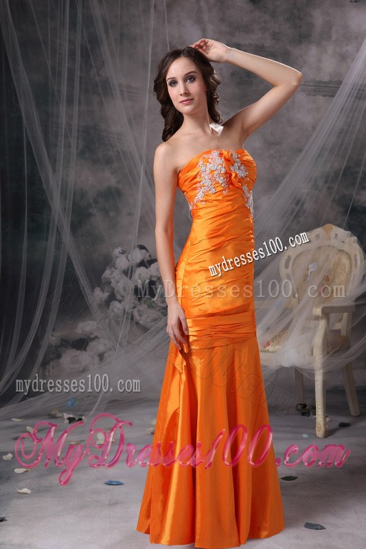 Customize Orange Sweetheart Pageant Dresses with Appliques and Ruches