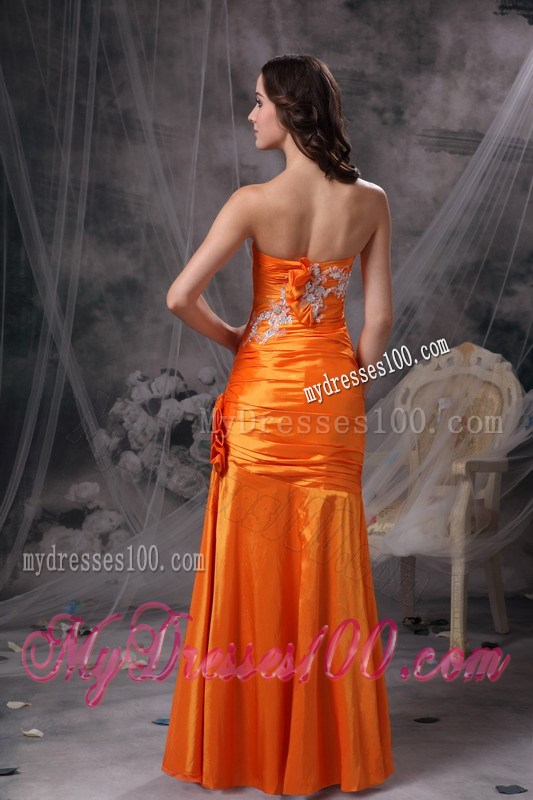 Customize Orange Sweetheart Pageant Dresses with Appliques and Ruches
