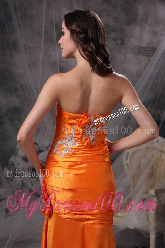 Customize Orange Sweetheart Pageant Dresses with Appliques and Ruches